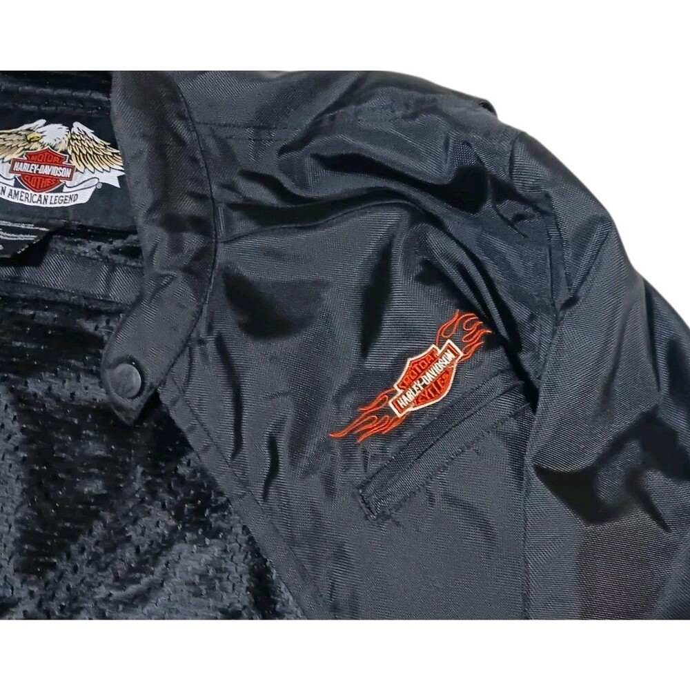 Harley Davidson Motorcycle Jacket Men's Large Black Nylon Lined Logo Spell Out - Picture 9 of 11